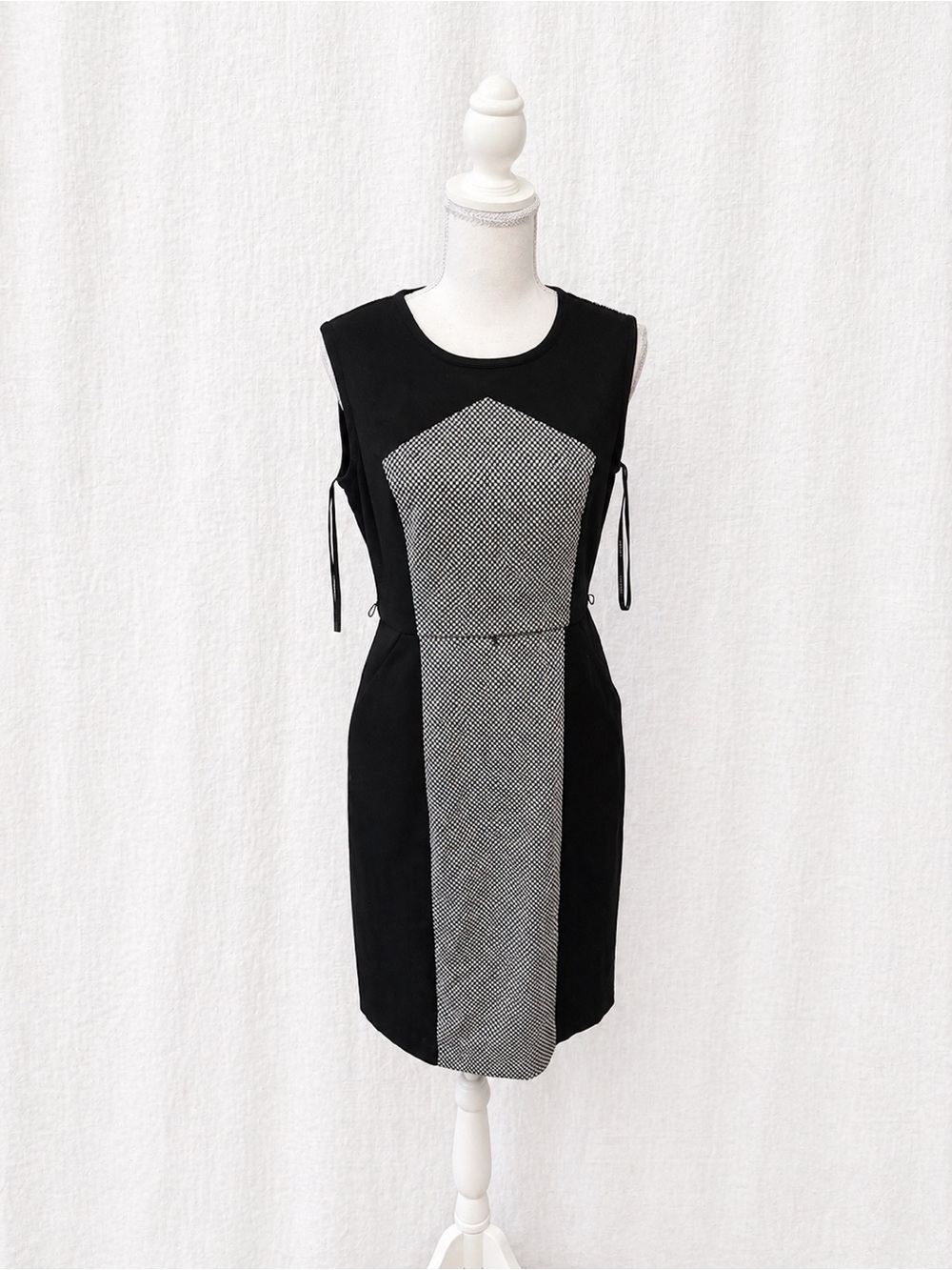 Calvin Klein Black Dress with Gray Patterned Center Panel